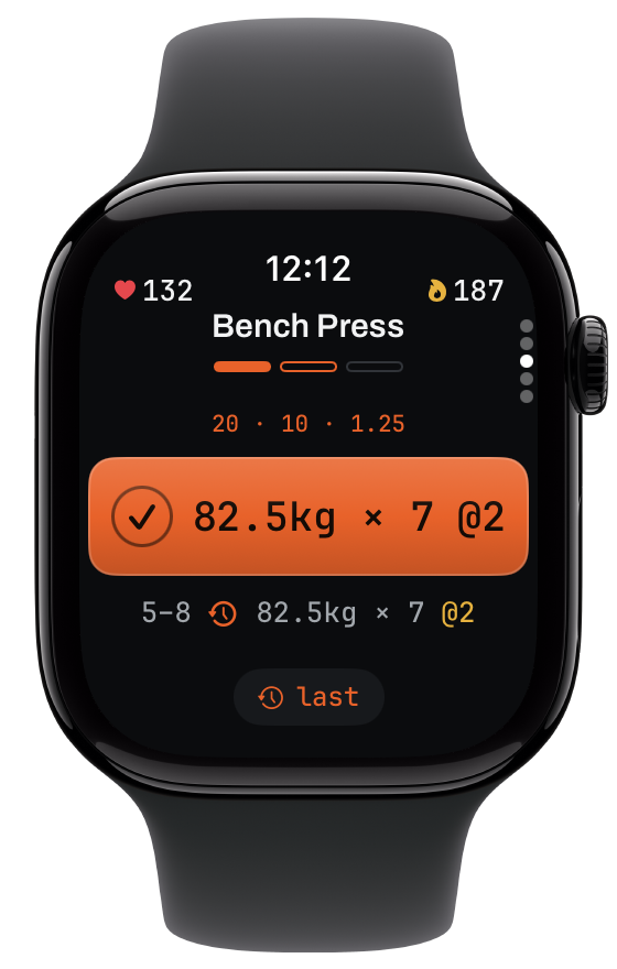 Confirm a set on Apple Watch