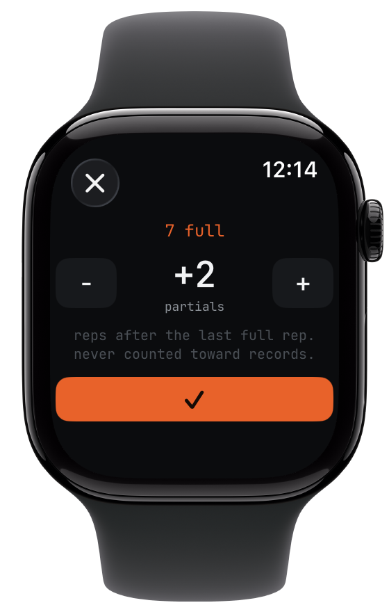 Two Plates on Apple Watch: partial reps